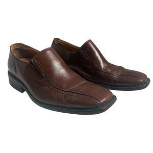 Mauro Bassini Men's Brown Slip-On Loafer Shoes Square Toe Hand Made Size 8